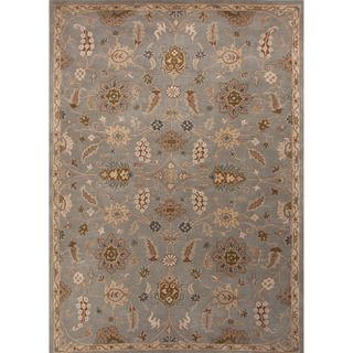 Hand tufted Transitional Floral Pattern Blue Rug (5 X 8)