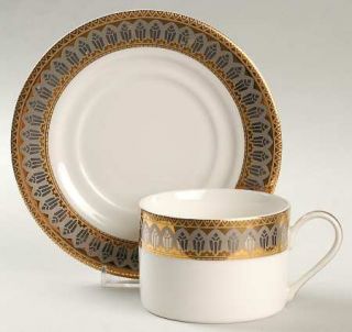 Royal Gallery San Marco Flat Cup & Saucer Set, Fine China Dinnerware   White W/D