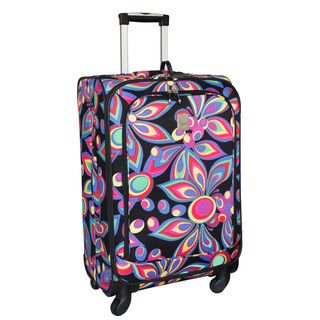 Jenni Chan Wild Flower 25 inch Medium 360 Quattro Spinner Upright Suitcase (MultiWeight 8.2 poundsPockets External packing pocket, zippered mesh pocket, other useful pockets insideTop and side carry handlePatented tilt lock handle systemWheeled YesWhee