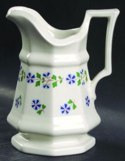 Iroquois Periwinkle Creamer, Fine China Dinnerware   Museum,Blue Floral,Green Le