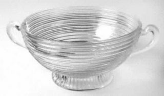Anchor Hocking Manhattan Clear Large Footed Fruit Bowl   Horizontal Ribbed   Cle