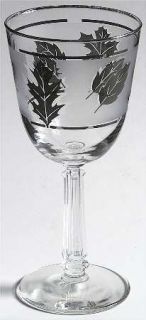 Libbey   Rock Sharpe Silver Leaf Water Goblet   Stem 3002  Z3361