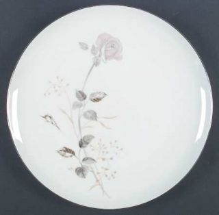 Sango Francine Dinner Plate, Fine China Dinnerware   Pink Rosebud,Gray & Gold Le