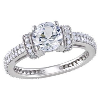 10k White Gold 1/2 Carat Diamond And White Sapphire Engagement Ring (Size 9)