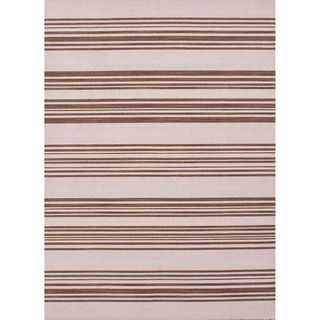 Reversible Handmade Flat Weave Stripe Pattern Brown Rug (10 X 14)