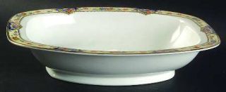 Thun Savoy 10 Oval Vegetable Bowl, Fine China Dinnerware   Blue,Orange Flowers