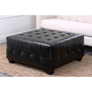 Abbyson Living Bentley Bonded Leather Square Cocktail Ottoman