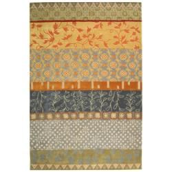 Handmade Rodeo Drive Collage Multicolor N.Z. Wool Rug (96 X 136)