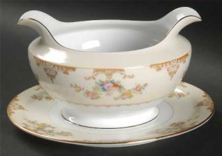 Meito Aristocrat Gravy Boat with Attached Underplate, Fine China Dinnerware   Ta