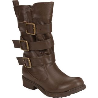 Raggae Triple Buckle Womens Boots Brown In Sizes 7, 8, 6.5, 9, 10, 6, 7.5