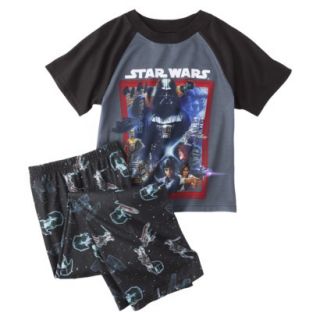 Star Wars Boys 2 Piece Short Sleeve Pajama Set   Gray XS