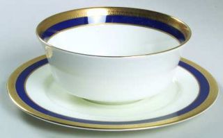 Mikasa Lorenzo Cobalt Blue Gravy Boat with Attached Underplate, Fine China Dinne