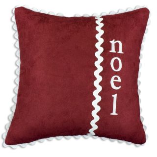 Chooty and Co Passion Suede Cinnabar Noel Embroidered Throw Pillow Multicolor  