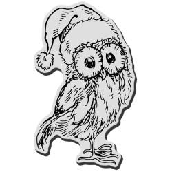 Stampendous Christmas Cling Rubber Stamp  Santa Hat Owl