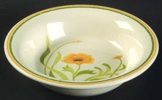 Franciscan Poppy (Yellow Flowers) Soup/Cereal Bowl, Fine China Dinnerware   Gree