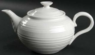 Portmeirion Sophie Conran White Teapot & Lid, Fine China Dinnerware   White,Embo