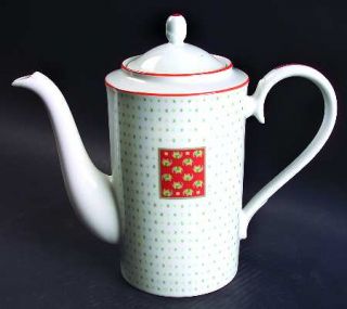 Noritake Hannibal Tea/Coffee Pot & Lid, Fine China Dinnerware   Tan Border,Rust