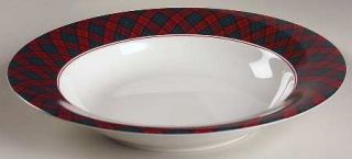 Sasaki China Tartan Plaid Red Large Rim Soup Bowl, Fine China Dinnerware   Red &