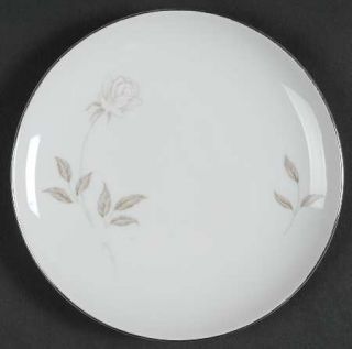 Mikasa Blanca Bread & Butter Plate, Fine China Dinnerware   White Rose/Brown Lea