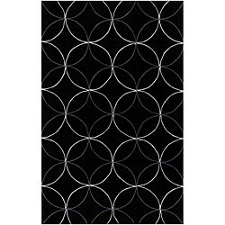 Hand tufted Contemporary Buning Black Geometric Abstract Rug (2 X 3)