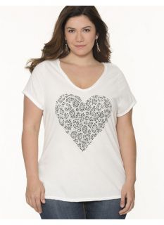 Lane Bryant Plus Size Studded heart tee by Seven7     Womens Size 22/24, White