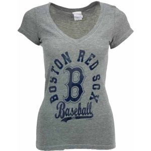 Boston Red Sox 5th and Ocean MLB Womens V Neck Foil T Shirt