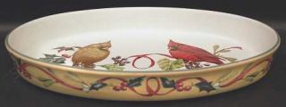 Lenox China Winter Greetings Oval Baker, Fine China Dinnerware   Everyday, Red R