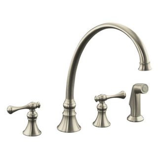 Kohler K 16111 4a bn Vibrant Brushed Nickel Revival Kitchen Sink Faucet With 11 13/16 Spout, Sidespray And Traditional Lever Ha