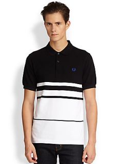 Fred Perry Engineered Stripe Polo Shirt   Black White