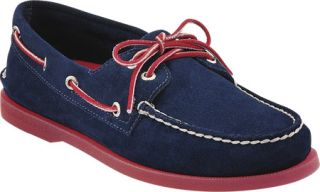 Mens Sperry Top Sider A/O Suede 2 Eye Ice Sole   Navy/Red Suede Sailing Shoes