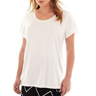 A.N.A Short Sleeve Scoopneck Tee   Plus, White, Womens