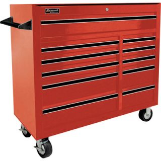 Homak Pro Series 41in. 11 Drawer Rolling Tool Cabinet   Red, 42in.W x 18 1/8in.