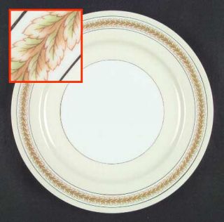 Noritake Styx Dinner Plate, Fine China Dinnerware   Tan/Green Laurel Band, Gold