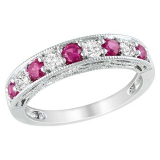 Silver 4/5ct Created Ruby and Created White Sapphire Ring