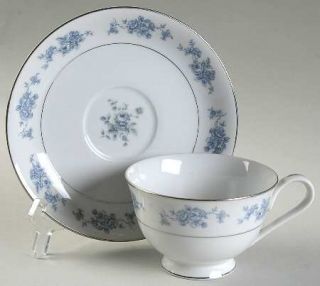 Hampton (Japan) Sheffield Blue Footed Cup & Saucer Set, Fine China Dinnerware  
