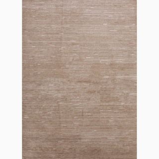 Hand made Tone on tone Pattern Taupe/ Ivory Wool/ Silk Rug (3.6x5.6)