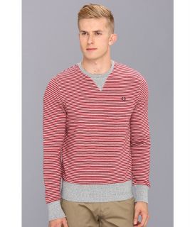 Fred Perry Striped Crew Neck Sweatshirt Mens Sweatshirt (Gray)
