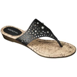 Womens Merona Elisha Perforated Studded Sandals   Black 9