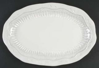 Rustica White 18 Oval Serving Platter, Fine China Dinnerware   Solid White,Embo