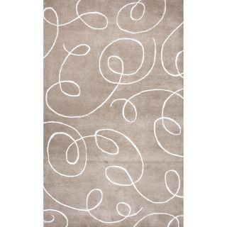 Transitional Beige/brown Wool/silk Tufted Abstract Rug (5 X 8)