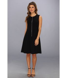 Calvin Klein Zip Flirt Fit Flare Dress Womens Dress (Black)