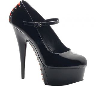 Womens Pleaser Delight 687FH   Black/Black Patent Quarter Strap Shoes