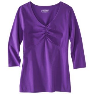 Womens Refined 3/4 Sleeve V Neck Tee   Royal Purple   XL