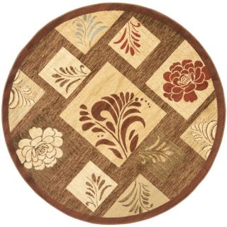 Lyndhurst Floral Panels Brown Rug (53 Round)