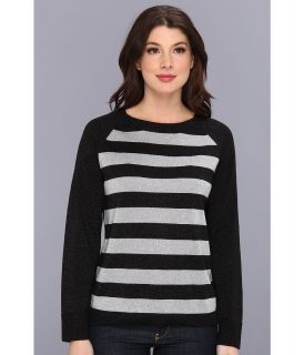 MICHAEL Michael Kors Lurex Color Block Raglan Sweater Womens Sweater (Black)
