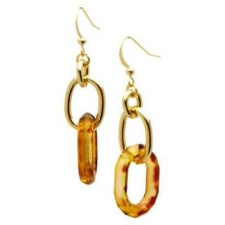 Womens Double Drop Link Earrings   Gold/Brown