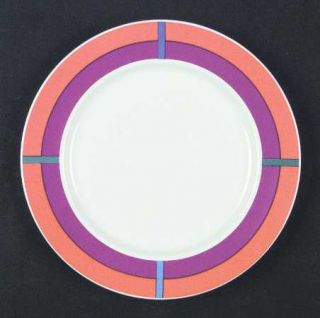 Signature Sig19 Salad Plate, Fine China Dinnerware   Multicolor Rim,No D Ecals,