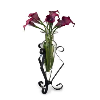 Clear Amphora Glass Vase On Metal Stand