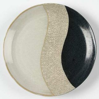 Sango Dunes Salad Plate, Fine China Dinnerware   Cream&Black Sides,Gray Pebble W