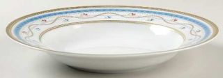 Faberge Luxembourg Blue Rim Soup Bowl, Fine China Dinnerware   Blue&Burgundy Flo